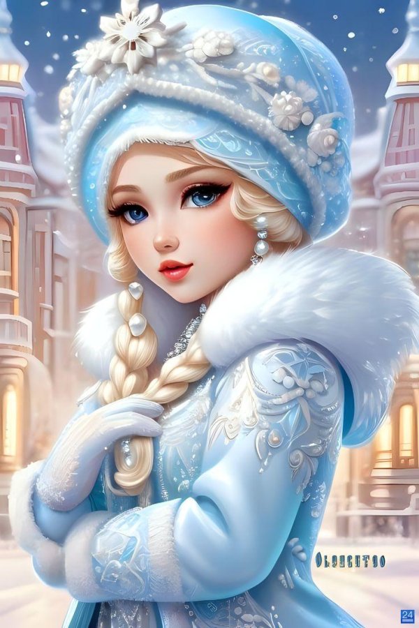 Женщина зима нарисованные