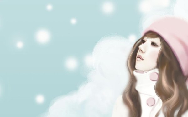 Женщина зима нарисованные