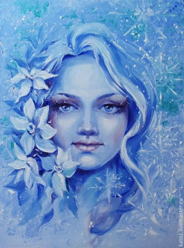 Женщина зима нарисованные