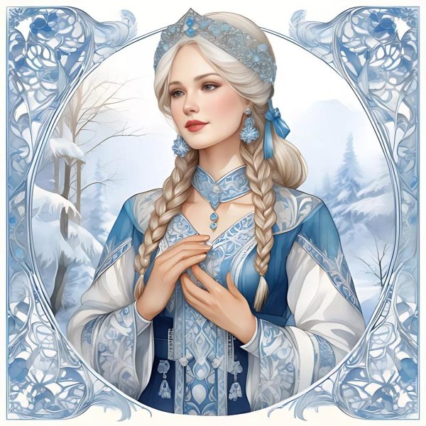 Женщина зима нарисованные