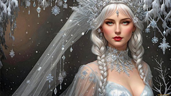 Женщина зима нарисованные