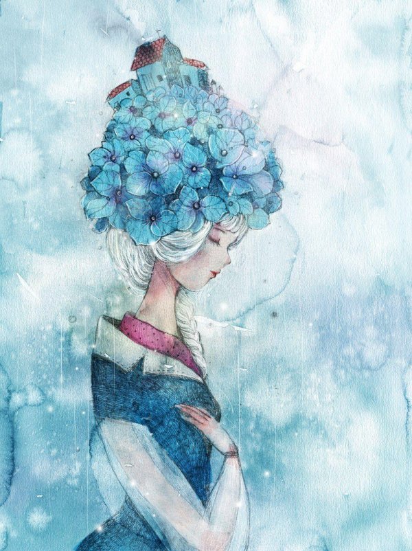 Женщина зима нарисованные