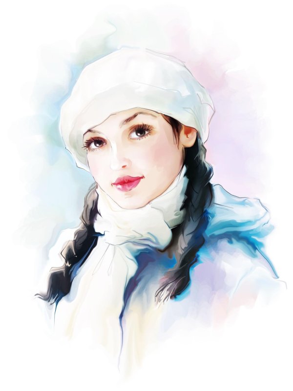 Женщина зима нарисованные