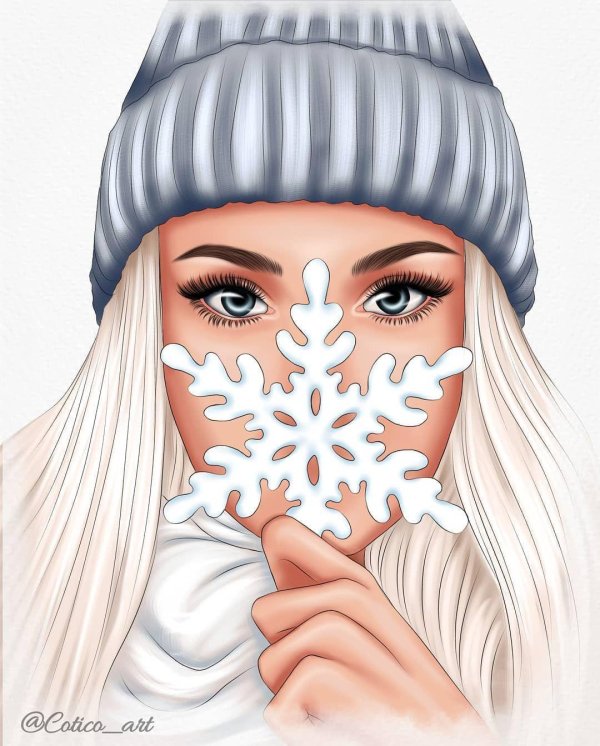Женщина зима нарисованные