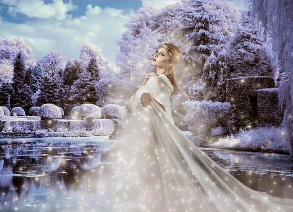 Женщина зима нарисованные