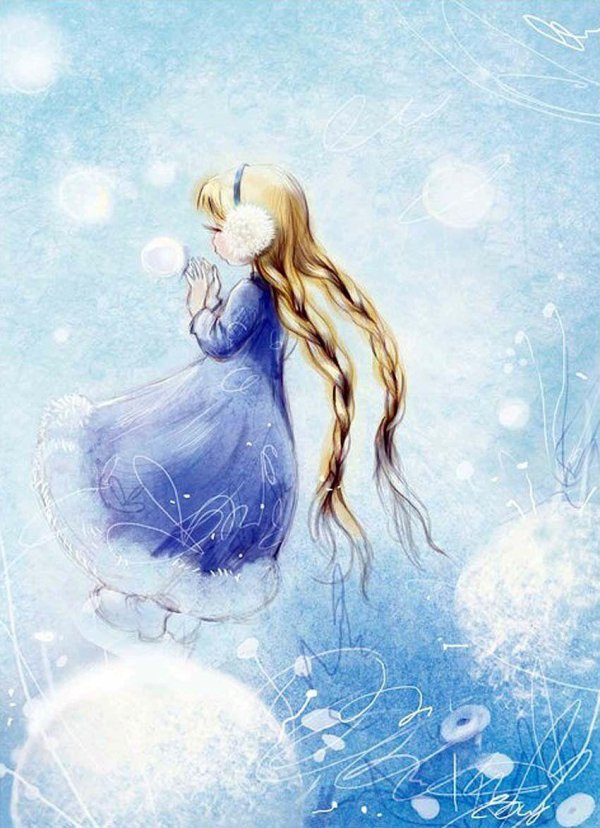 Женщина зима нарисованные