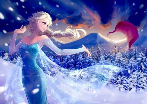 Женщина зима нарисованные