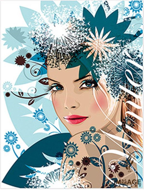 Женщина зима нарисованные