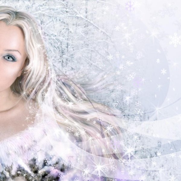 Женщина зима нарисованные