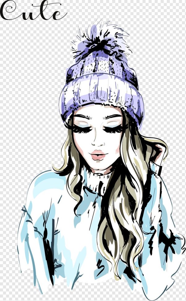 Женщина зима нарисованные