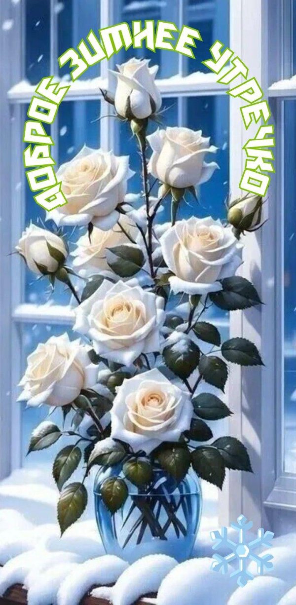 Розы зима с пожеланиями