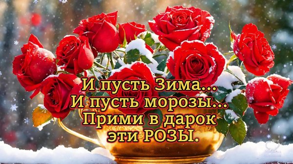 Розы зима с пожеланиями