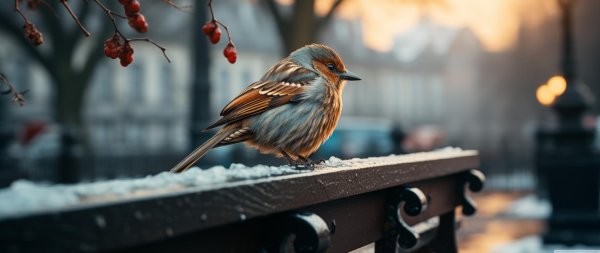 Для рабочего стола птицы зима