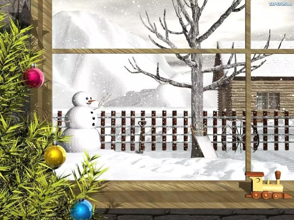 За окном зима с надписями