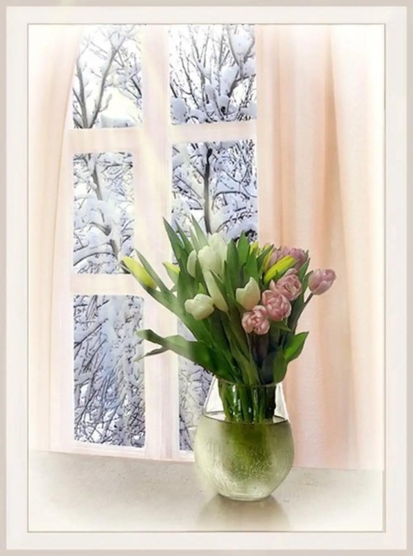 За окном зима с надписями