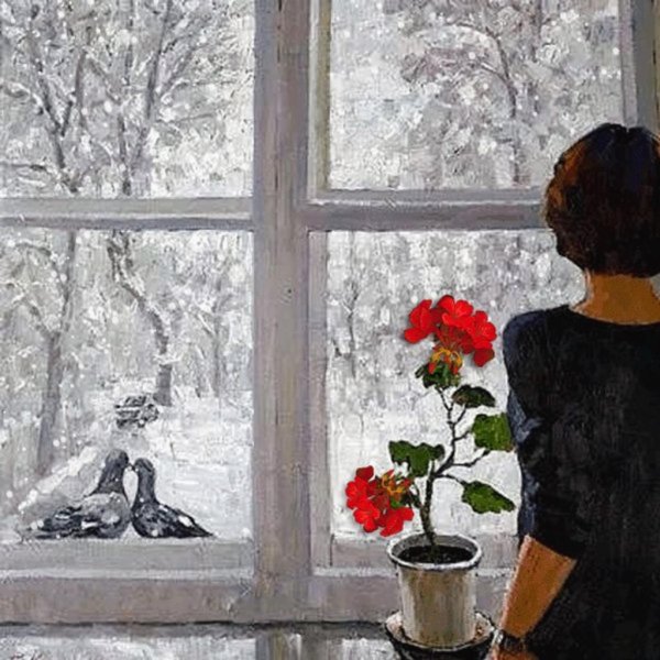 За окном зима с надписями