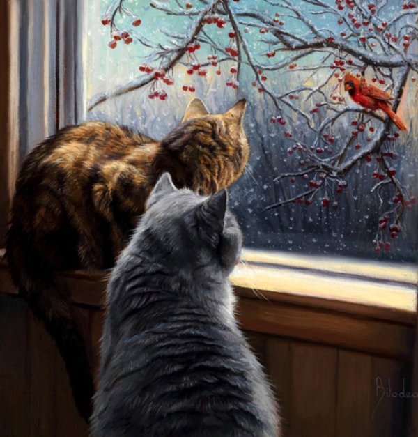 За окном зима с надписями