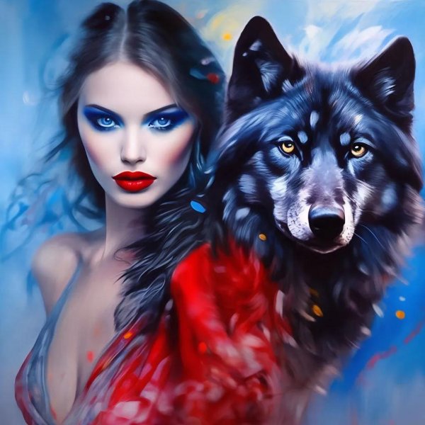 Волк и девушка