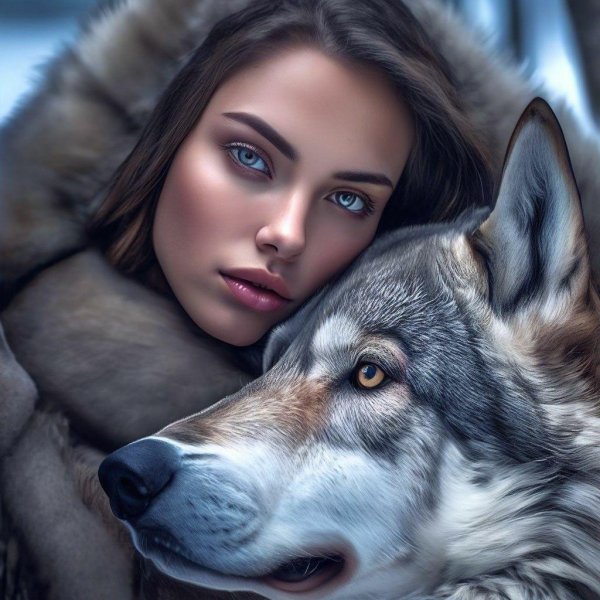 Волк и девушка