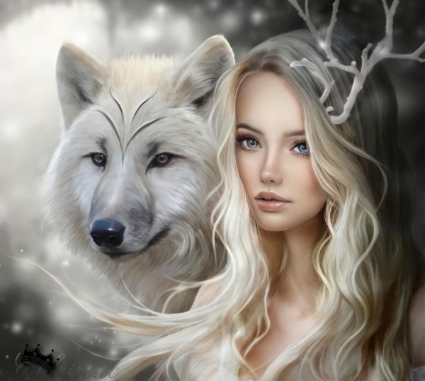 Волк и девушка