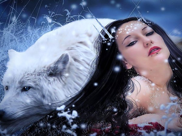 Волк и девушка