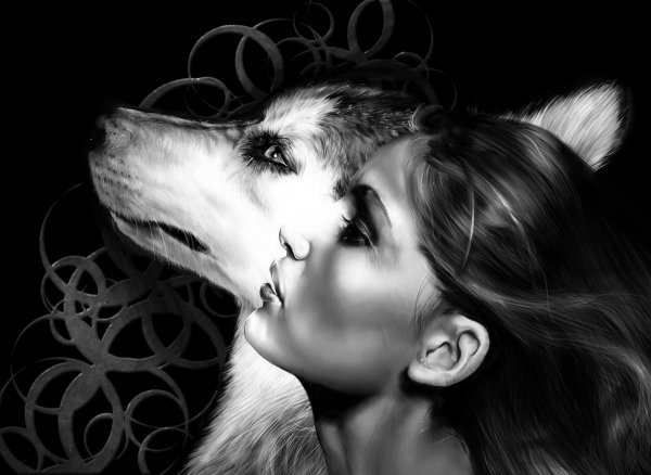 Волк и девушка