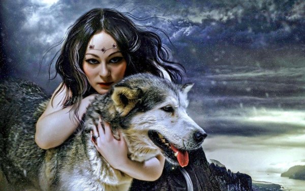 Волк и девушка