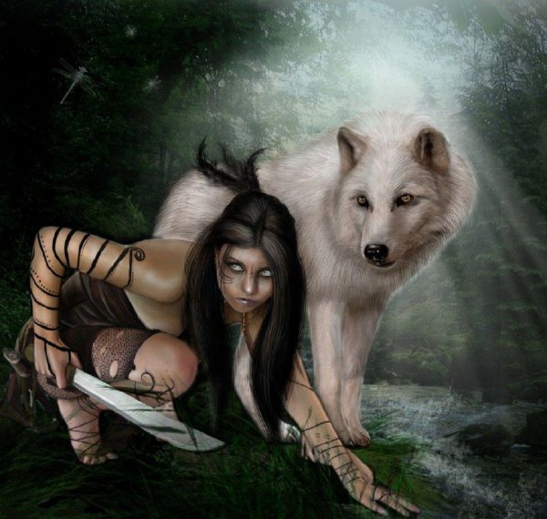 Волк и девушка