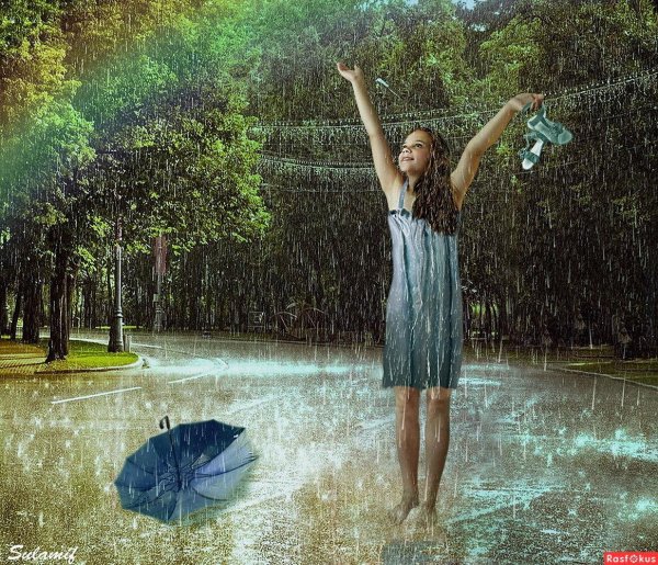 Девушка под дождем