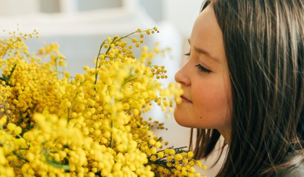 Девушка с мимозой