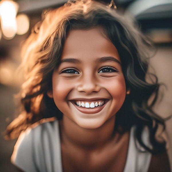 Девушка улыбается