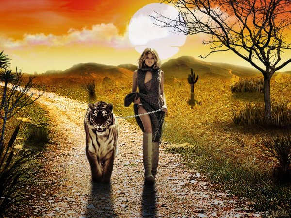 Девушка с тигром