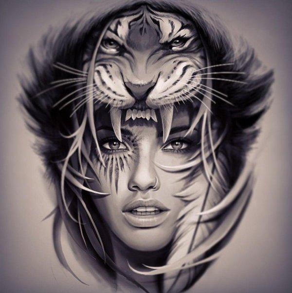 Девушка с тигром