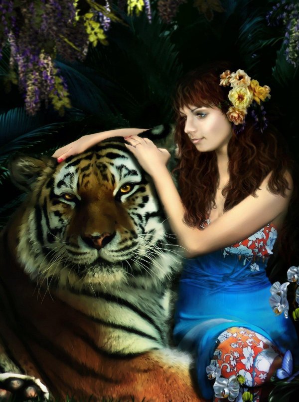 Девушка с тигром