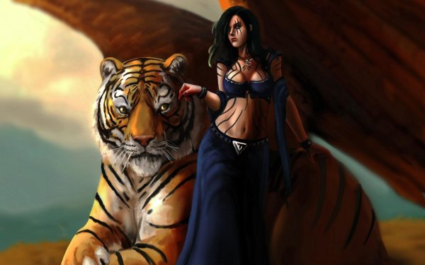 Девушка с тигром