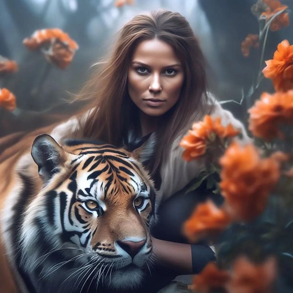 Девушка с тигром