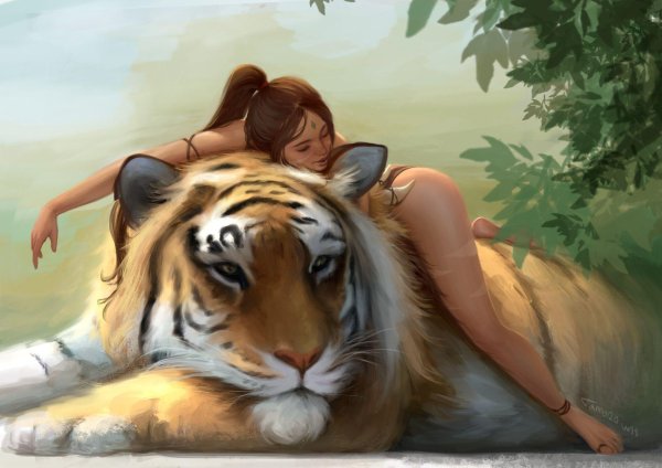 Девушка с тигром