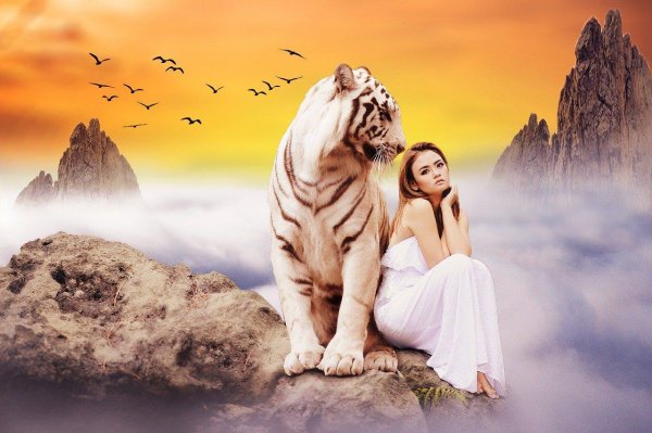 Девушка с тигром