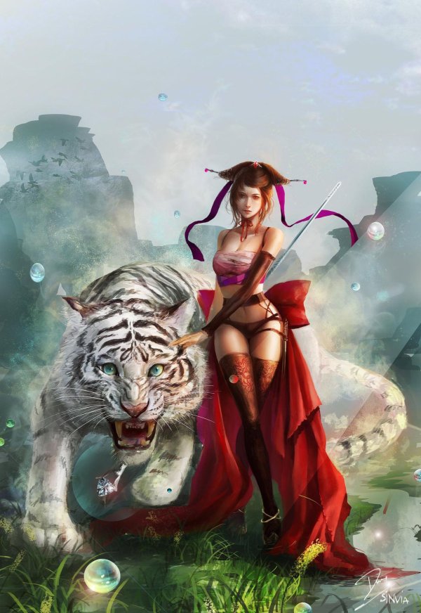 Девушка с тигром