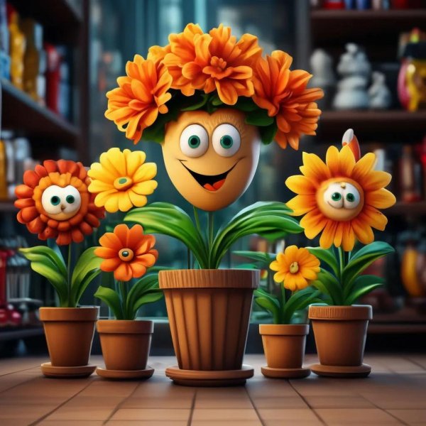 Веселые с цветами