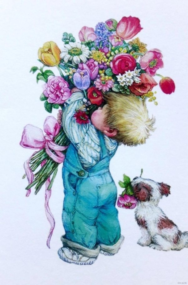 Веселые с цветами