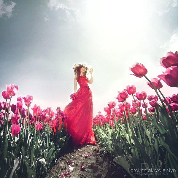 Девушка с тюльпанами