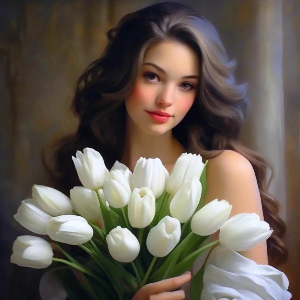 Девушка с тюльпанами