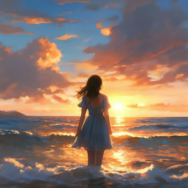 Девушка со спины у моря