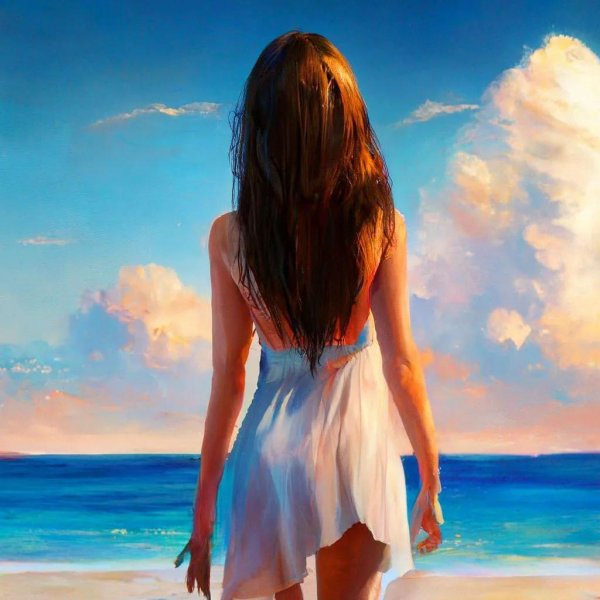 Девушка со спины у моря