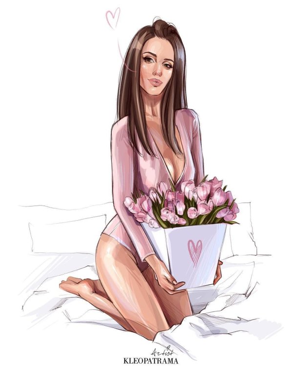 С девушками рисованные