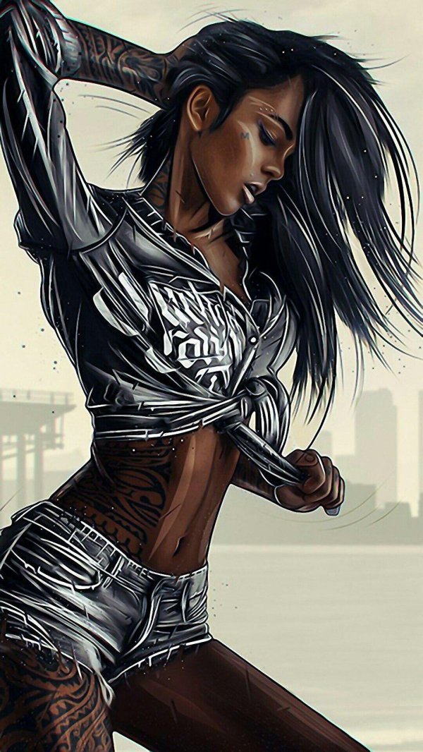 С девушками рисованные