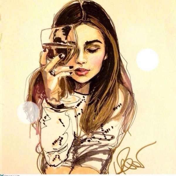 С девушками рисованные