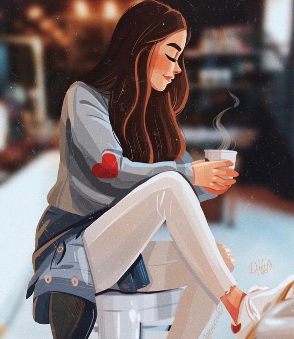 С девушками рисованные