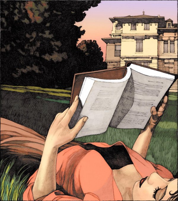 Девушка читает книгу